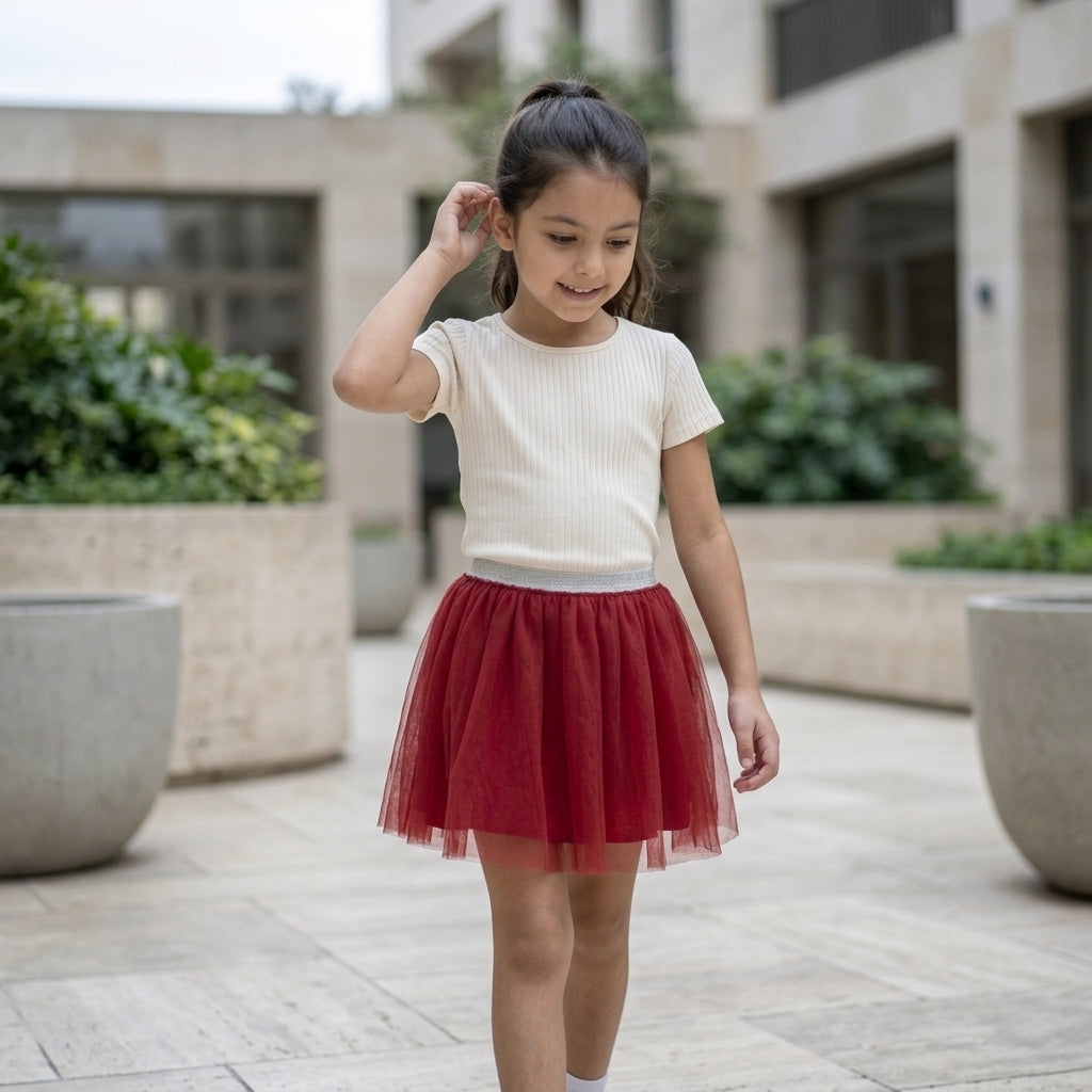 Falda tutú roja para niña