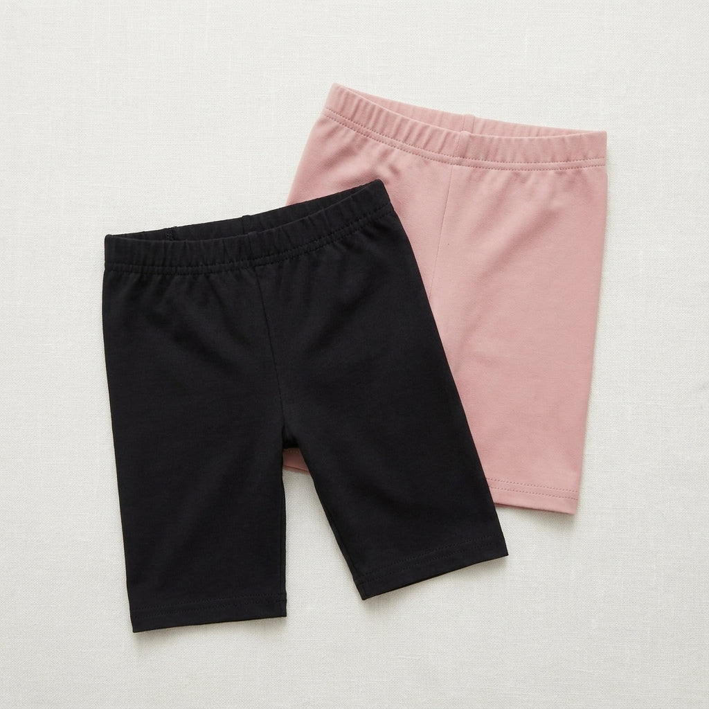 Set x2 Biker Short Niña Algodón Negro y Rosa Palo