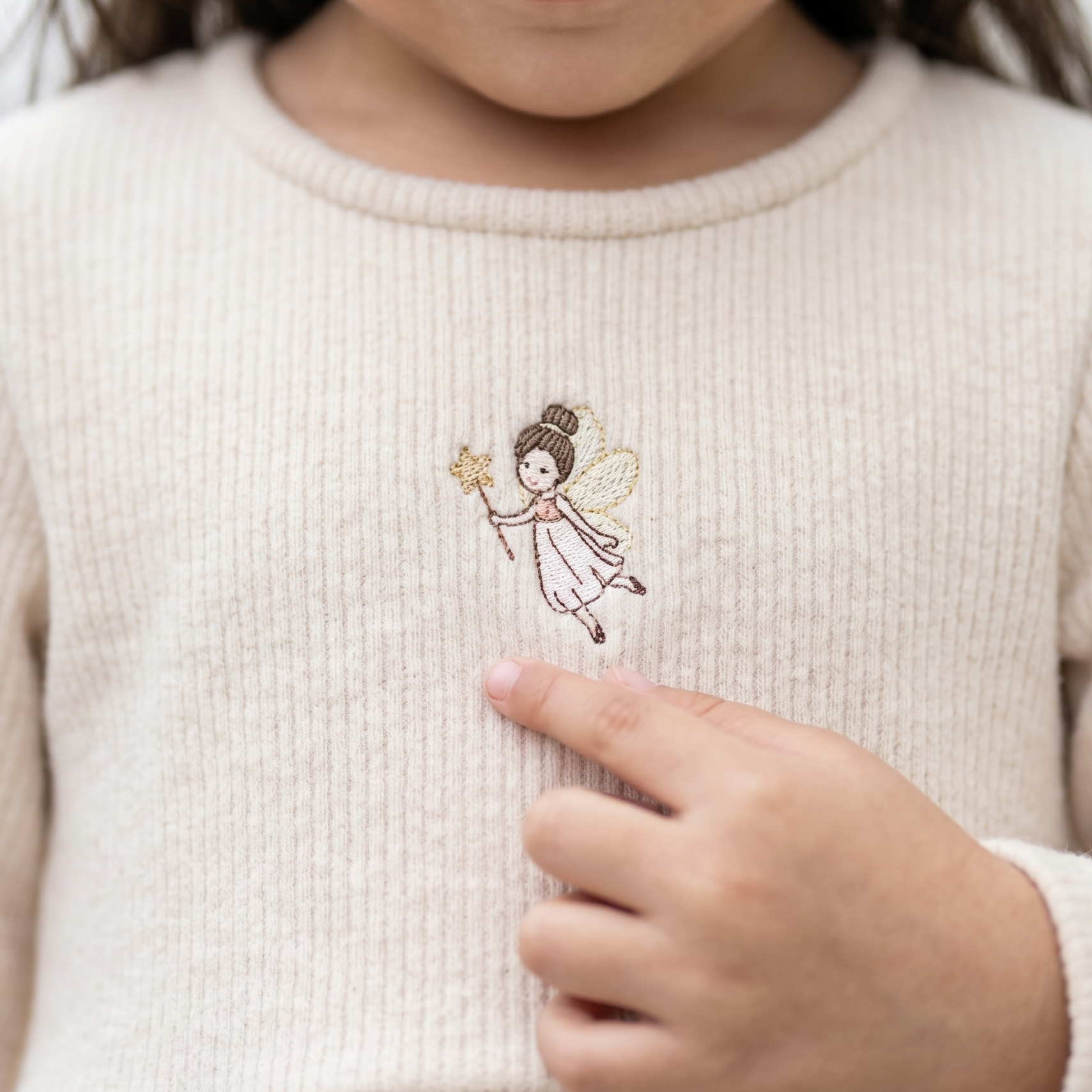 Polivestido Niña Manga Larga Swing Crema con Bordado Hada