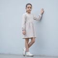 Vestido Niña Vichy Cuadros Beige Manga Larga