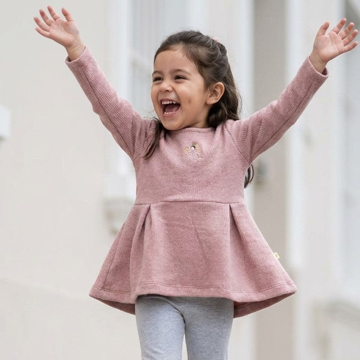 Polivestido Niña Manga Larga Swing Rosa con Bordado Hada