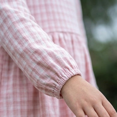 Vestido Niña Vichy Cuadros Rosa Manga Larga