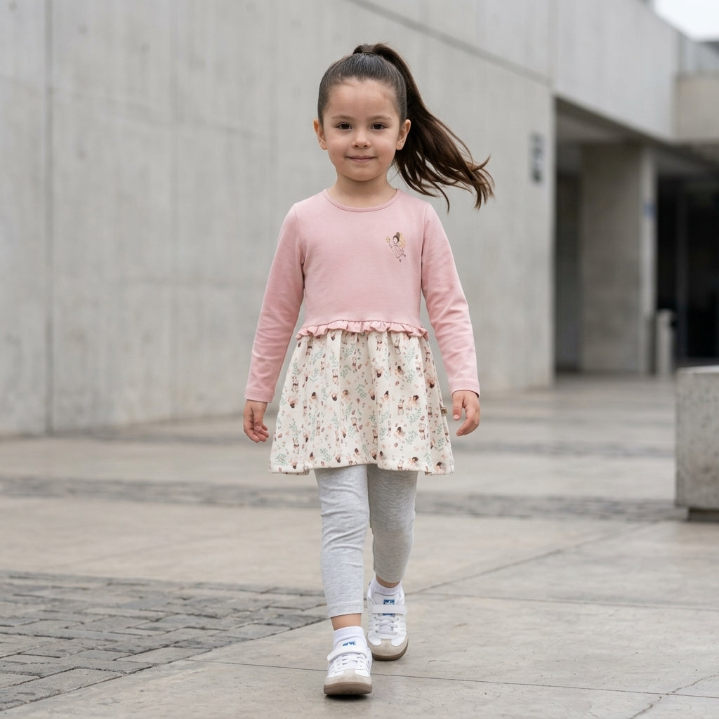 Vestido manga larga niña flores y hadas pastel – Angela Kids
