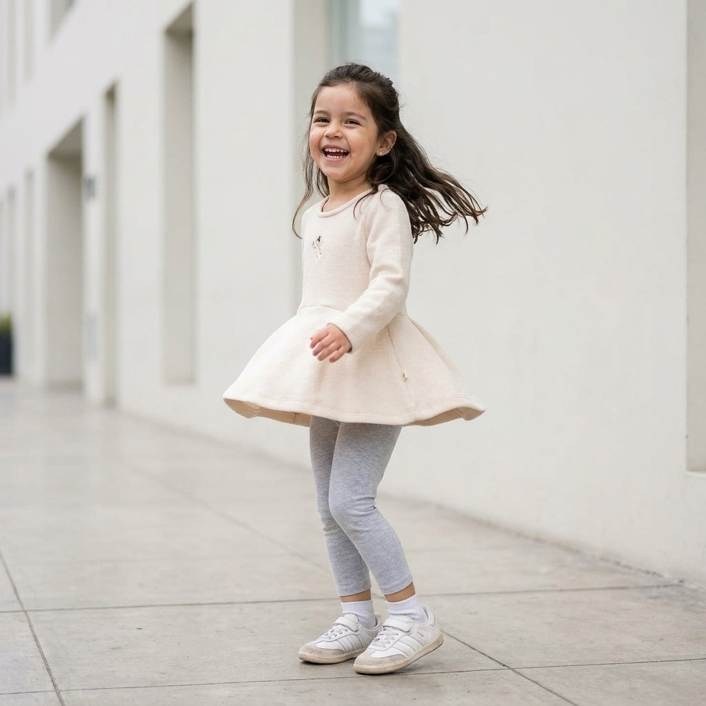Polivestido Niña Manga Larga Swing Crema con Bordado Hada