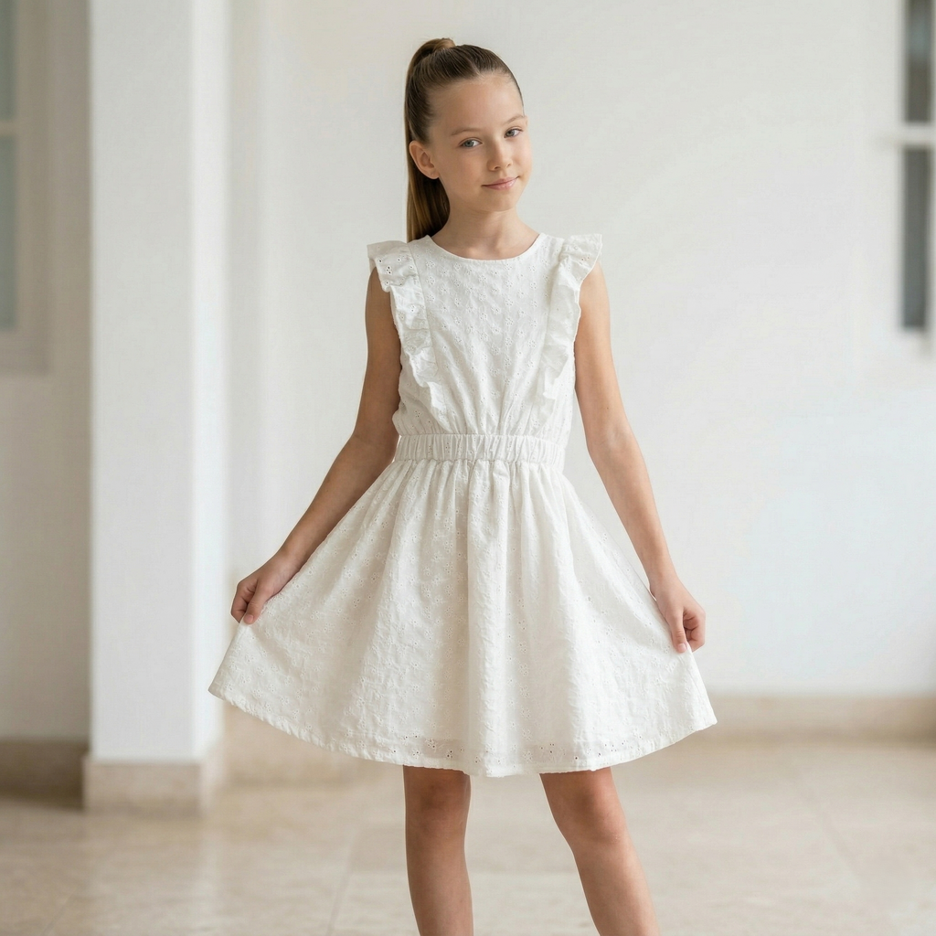 Vestido Nina Blanco Broderie - Angela Kids Ropa para Ninas - Peru