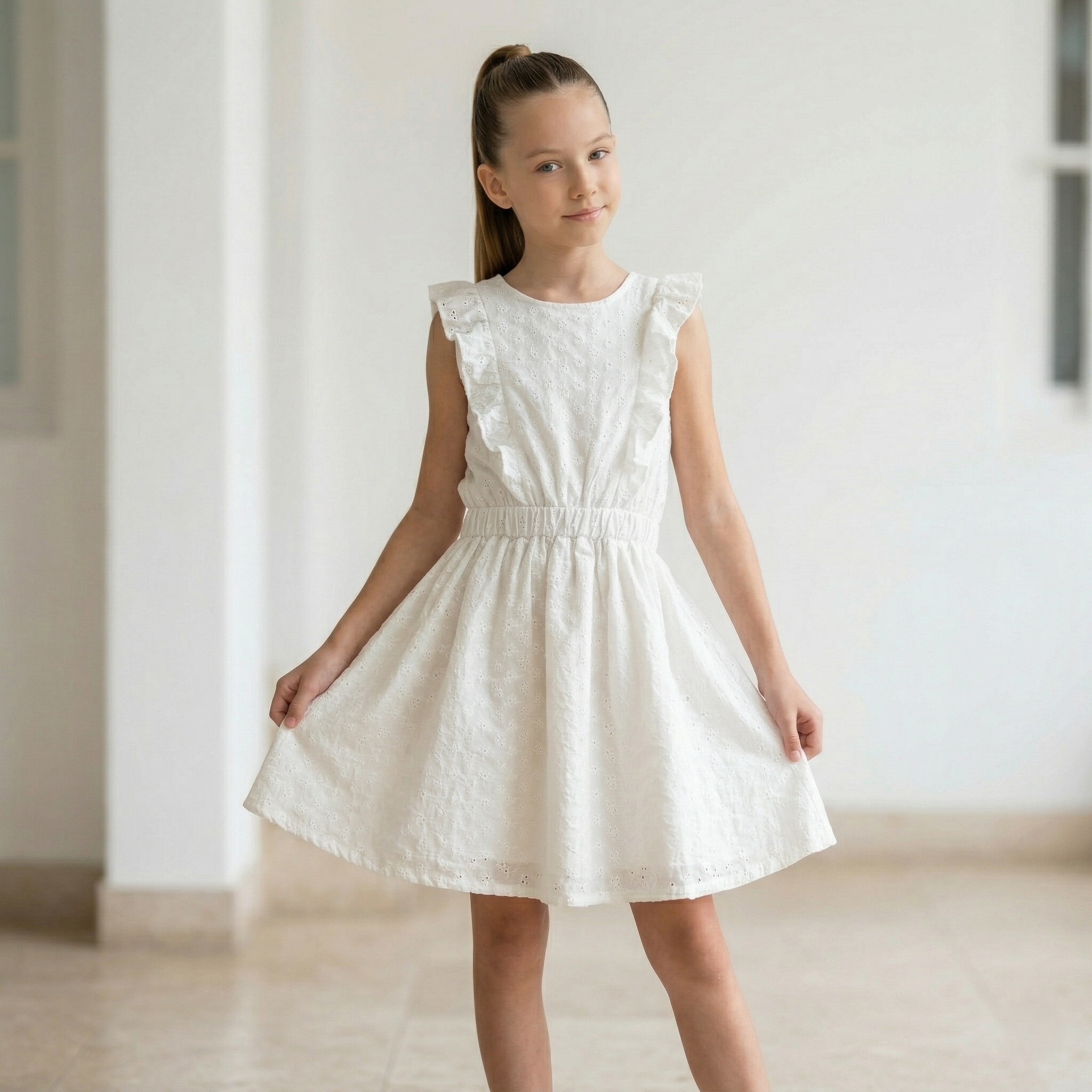 Vestido Nina Blanco Broderie - Angela Kids Ropa para Ninas - Peru