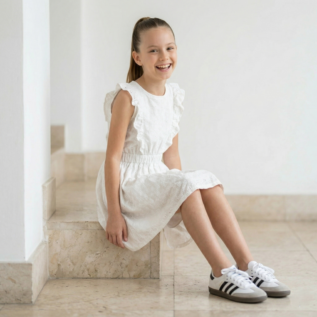 Vestido Nina Blanco Broderie - Angela Kids Ropa para Ninas - Peru