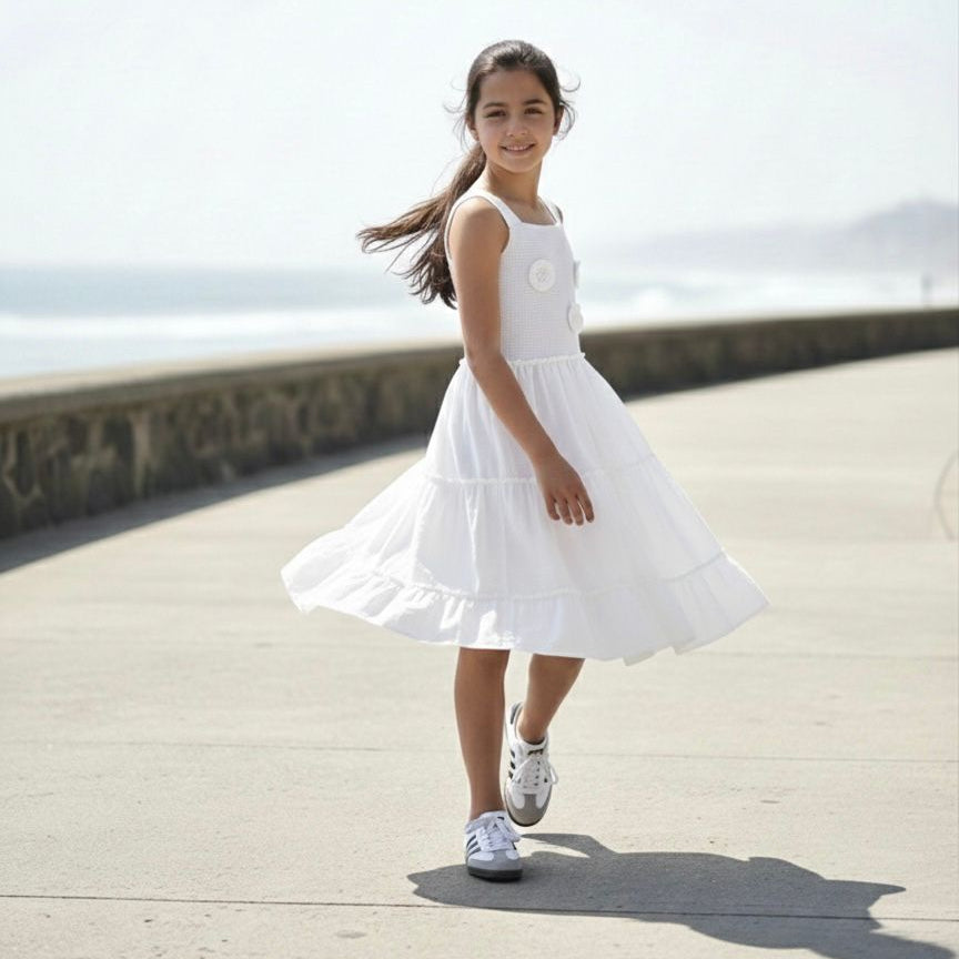 Vestido niña blanco broderie casual fiesta – Angela Kids ropa para niñas