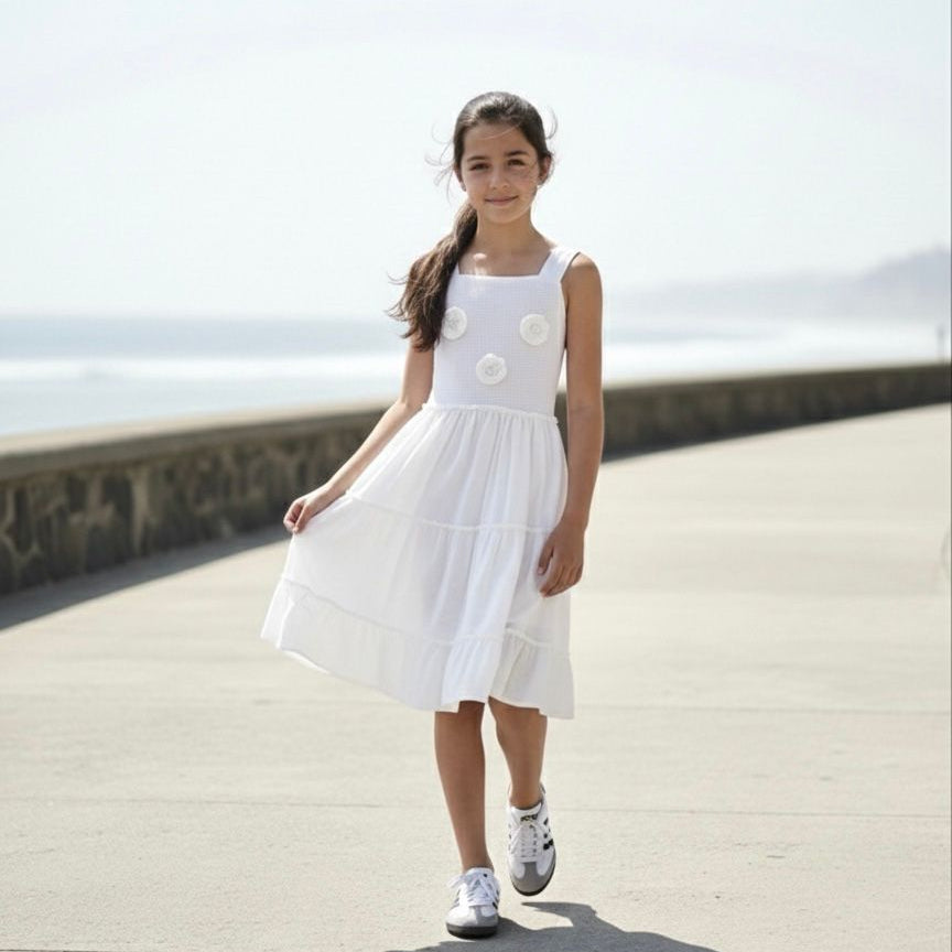Vestido niña blanco broderie casual fiesta – Angela Kids ropa para niñas