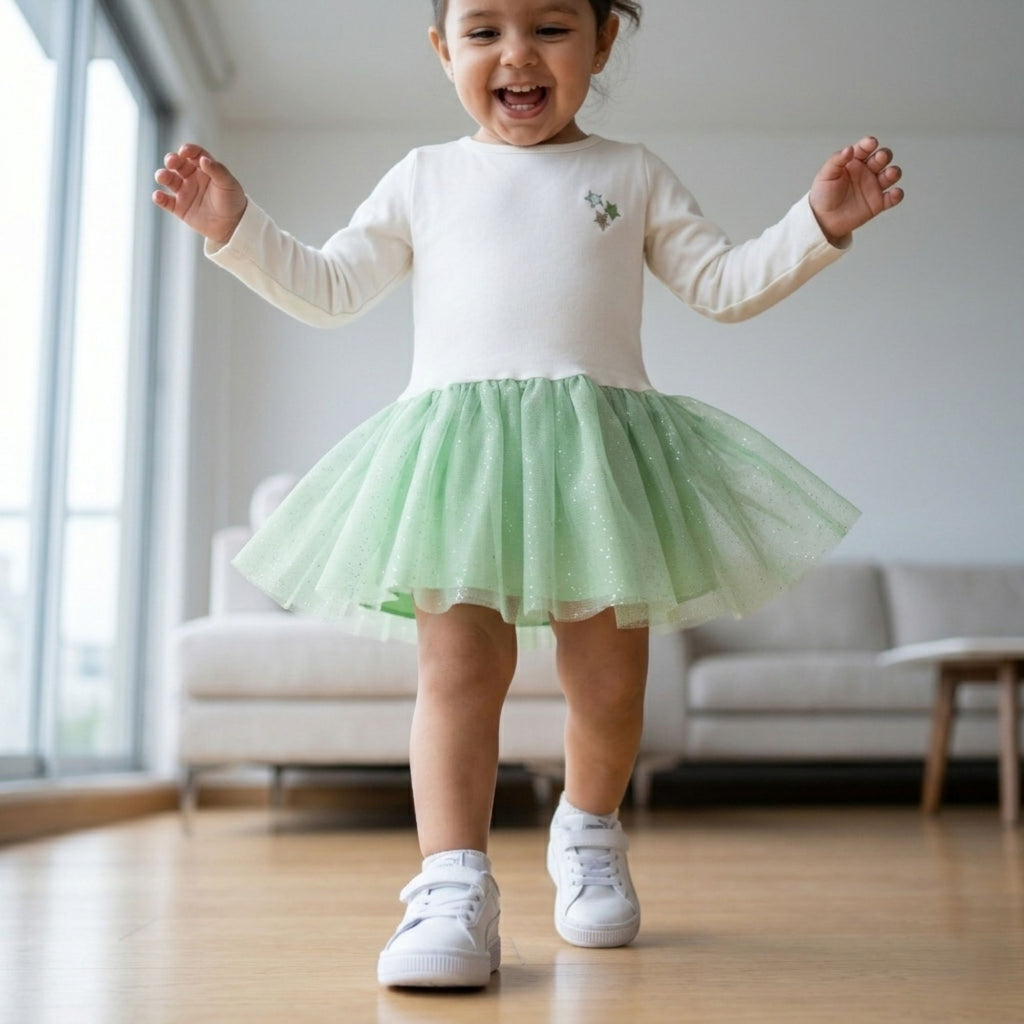 Vestido niña verde tul ocasión especial Angela Kids Perú