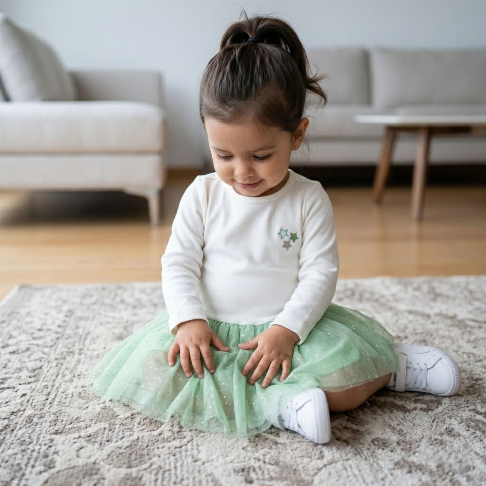 Vestido tul verde para niña fiesta – Angela Kids