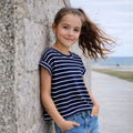 Polo Azul Rayas Niña Algodón - Angela Kids