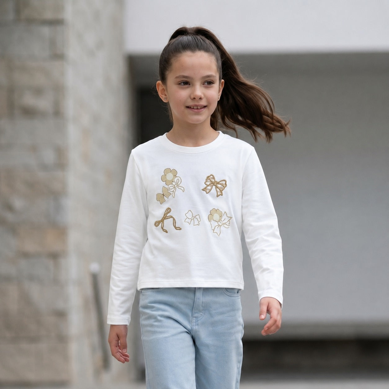 Polo Algodón detalles Lazo Beige