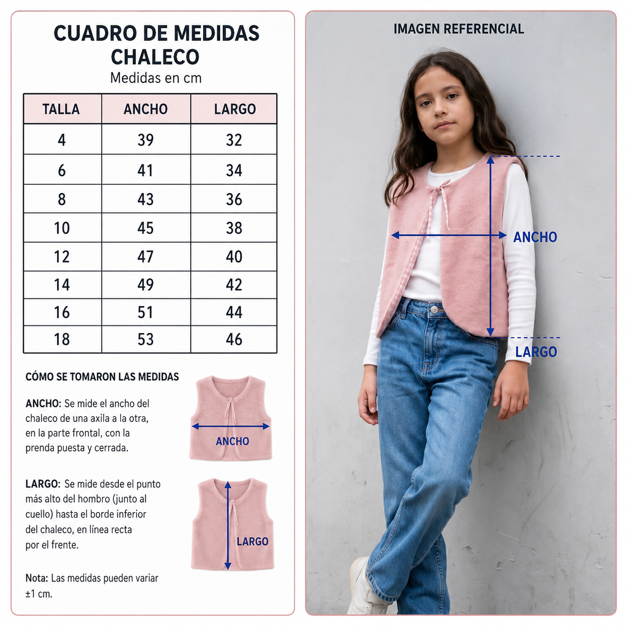 Chaleco Niña Tejido Rosa con Lazo