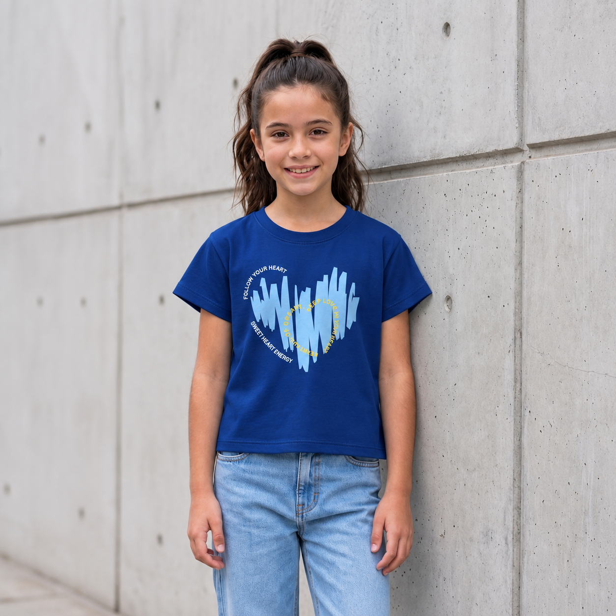 Polo Niña Azul “Follow Your Heart”