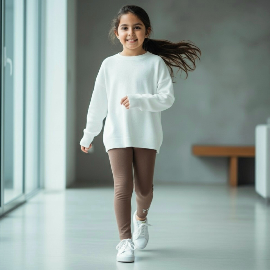 Leggings Niña Afranelada Marrón Algodón