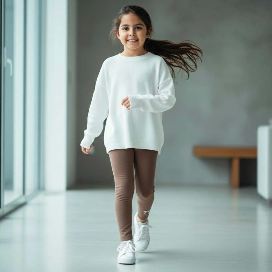 Leggings Niña Afranelada Marrón Algodón
