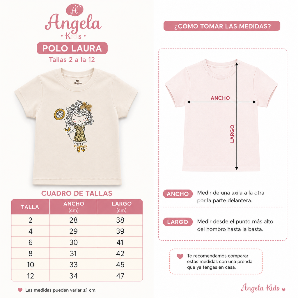 Polo Niña Algodón Estampado Muñequita con Lazo-Beige