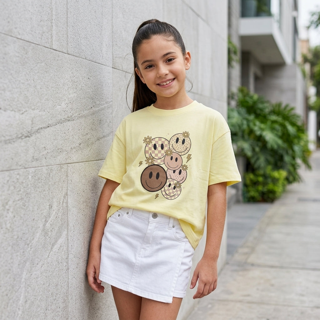 Polo Smile Amarillo  de algodón para niña