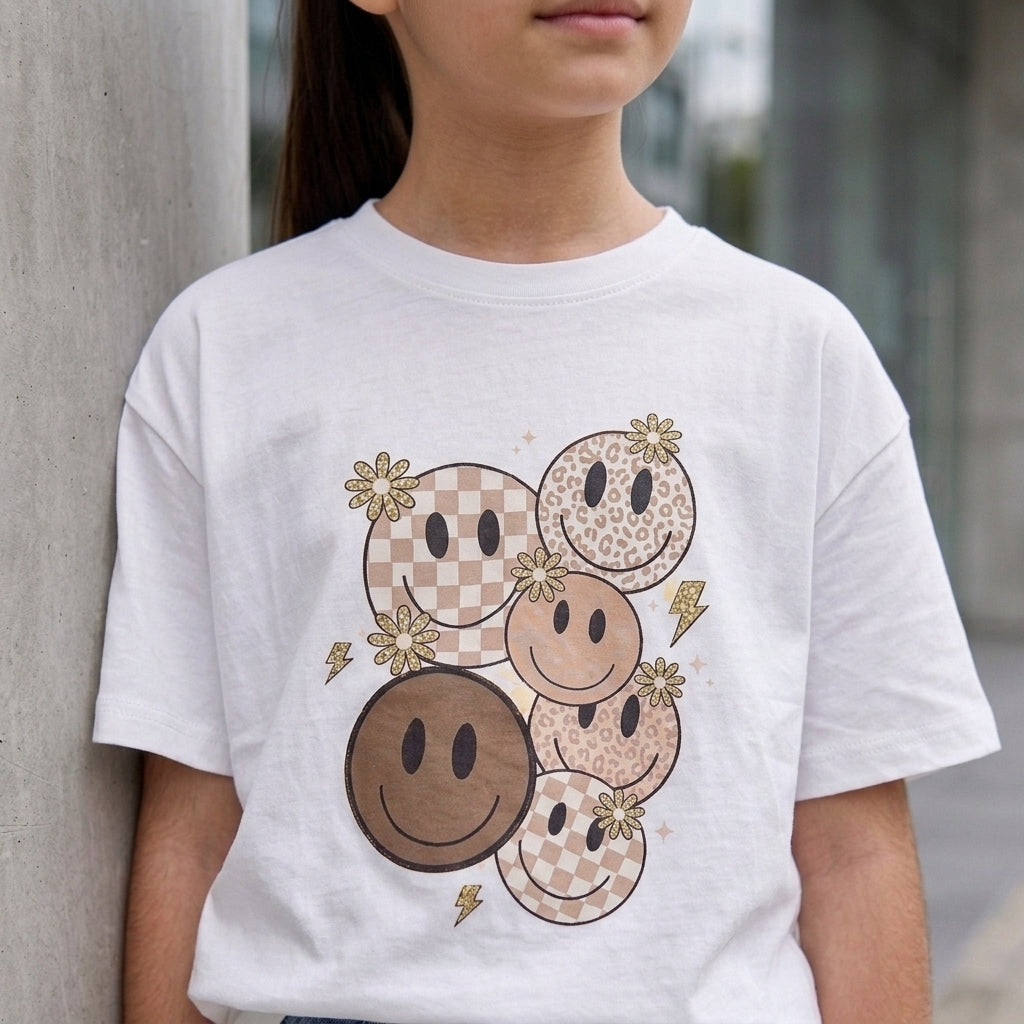 Polo Smile Blanco de algodón para niña