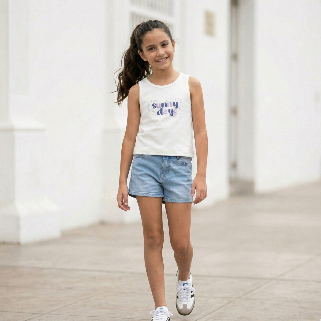 polo sin mangas niña algodón blanco Perú Angela Kids casual