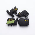 Set 4 Pines Gato Negro - Dije decorativo para sandalias y zuecos