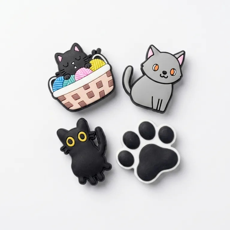 Set 4 Pines Gatos Cute 2 - Dije decorativo para sandalias y zuecos