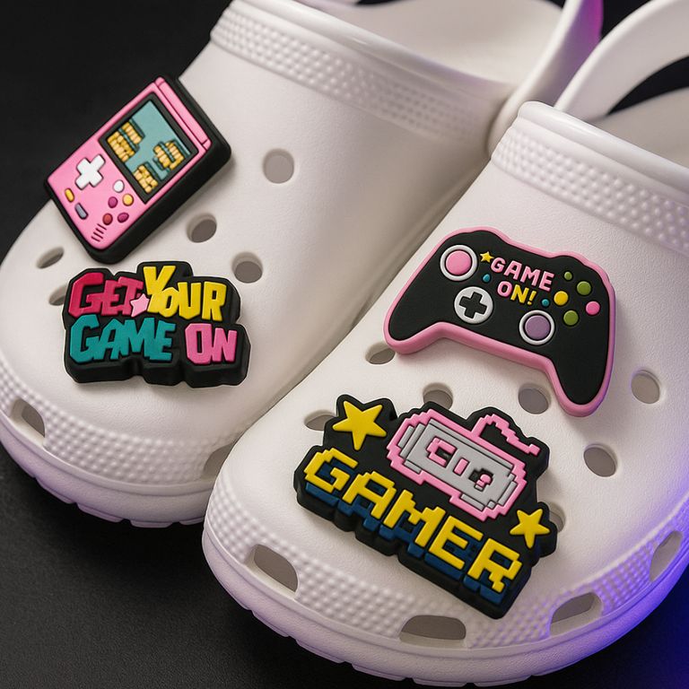 Accesorios Sandalias y Zuecos Pack Pixel Gamer 4 pines - Dije decorativo para sandalias y zuecos