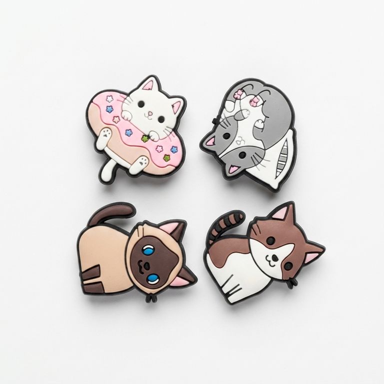 Set 4 Pines Gatos Cute - Dije decorativo para sandalias y zuecos