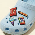 Set 4 Pines para Sandalias y Zuecos Snacks Coreanos Helado Kawaii Comida Divertidos - Dije decorativo para sandalias y zuecos
