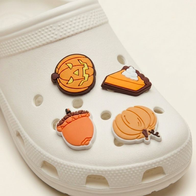 Set 4 Pines Decorativos para Sandalias y Zuecos Halloween Calabaza Otoño Bellota - Dije decorativo para sandalias y zuecos