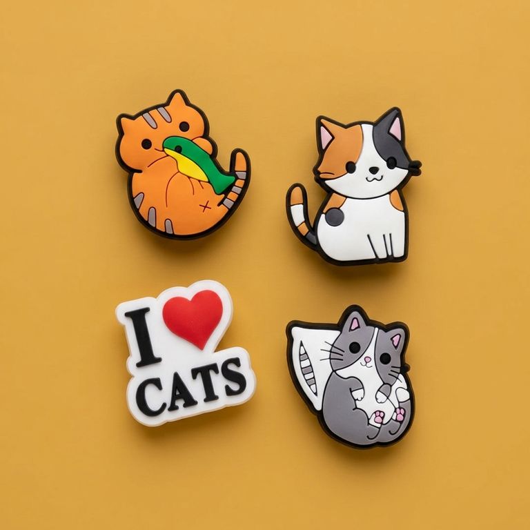 Set 4 Pines para Sandalias y Zuecos I Love Cats Gatitos Kawaii Decorativos Mascotas - Dije decorativo para sandalias y zuecos