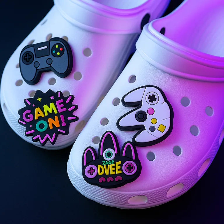 Accesorios Sandalias y Zuecos Pack Retro Power Gamer 4 pines - Dije decorativo para sandalias y zuecos
