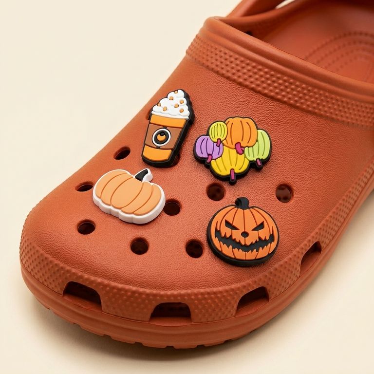 Set 4 Pines Zapatos Halloween Calabaza Terror Café Caramelos Naranja - Dije decorativo para sandalias y zuecos