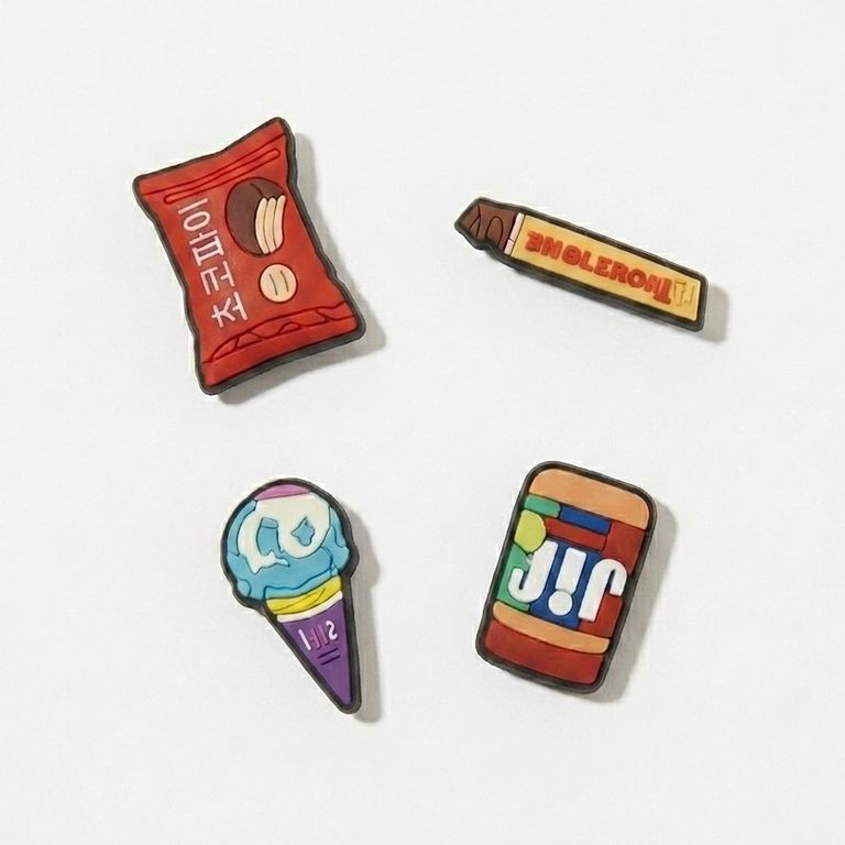 Set 4 Pines para Sandalias y Zuecos Snacks Coreanos Helado Kawaii Comida Divertidos - Vista 2