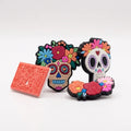 Set 4 Pines Calavera Flores Halloween - Dije decorativo para sandalias y zuecos