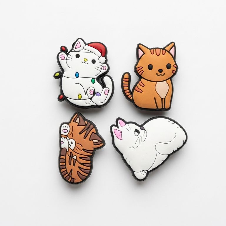 Set 4 Pines Gatos Cute 3 - Dije decorativo para sandalias y zuecos