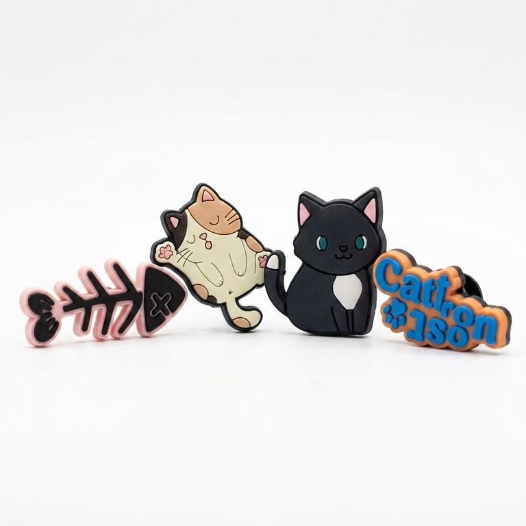 Set 4 Pines Gatos Cute 5 - Dije decorativo para sandalias y zuecos