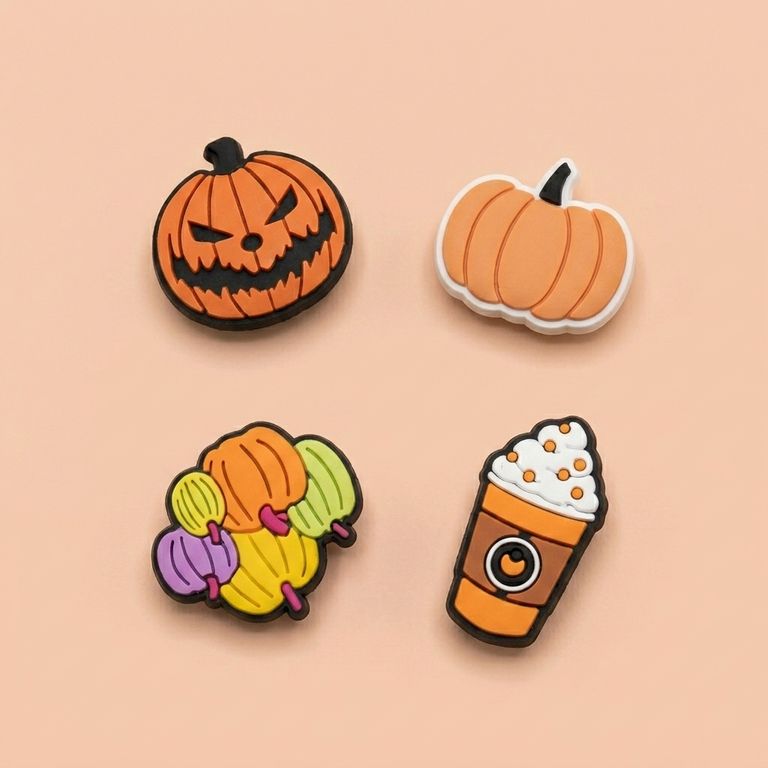 Set 4 Pines Zapatos Halloween Calabaza Terror Café Caramelos Naranja - Vista 3
